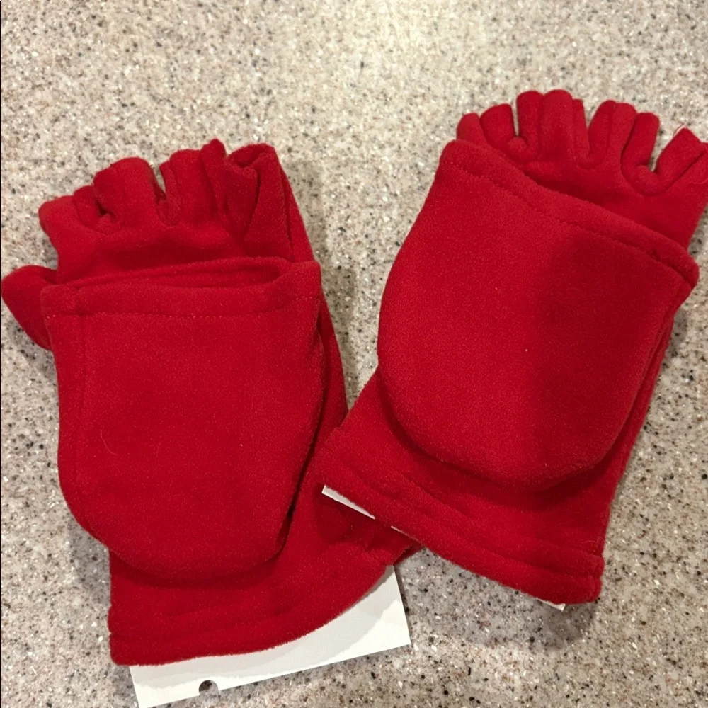 NWT Fleece Ear Bags and Mittens w Flip Top Access!